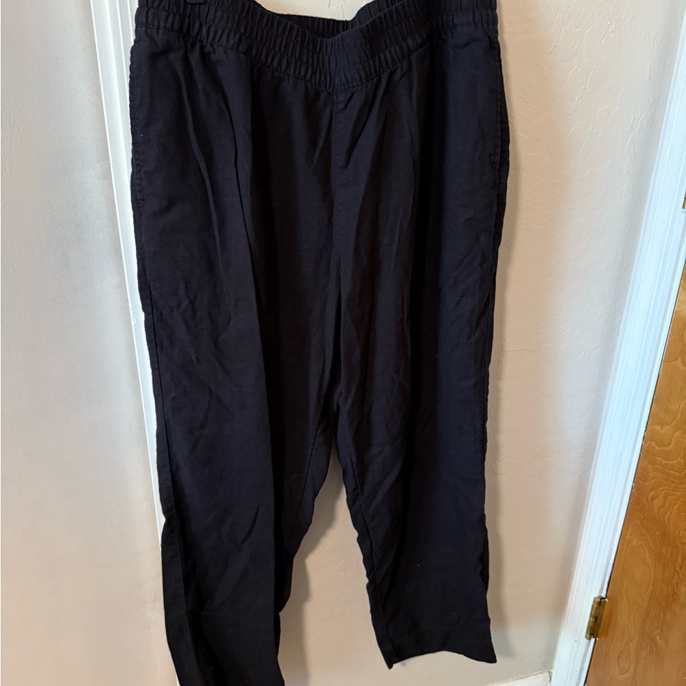 Old Navy black linen blend straight pants